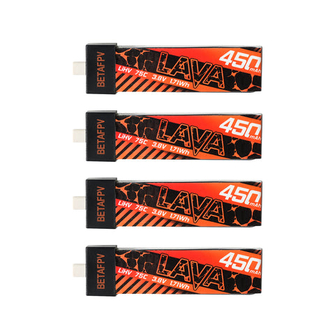 Betafpv Lava 450mAh 3.8V HV 1S 75C BT2.0 PACK OF 3