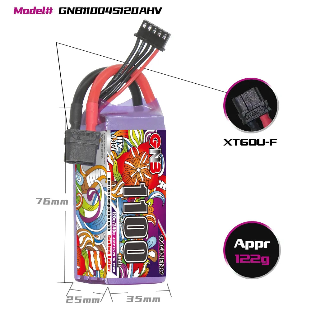 GNB 1100mAh 15.2V HV 4S 120C XT60