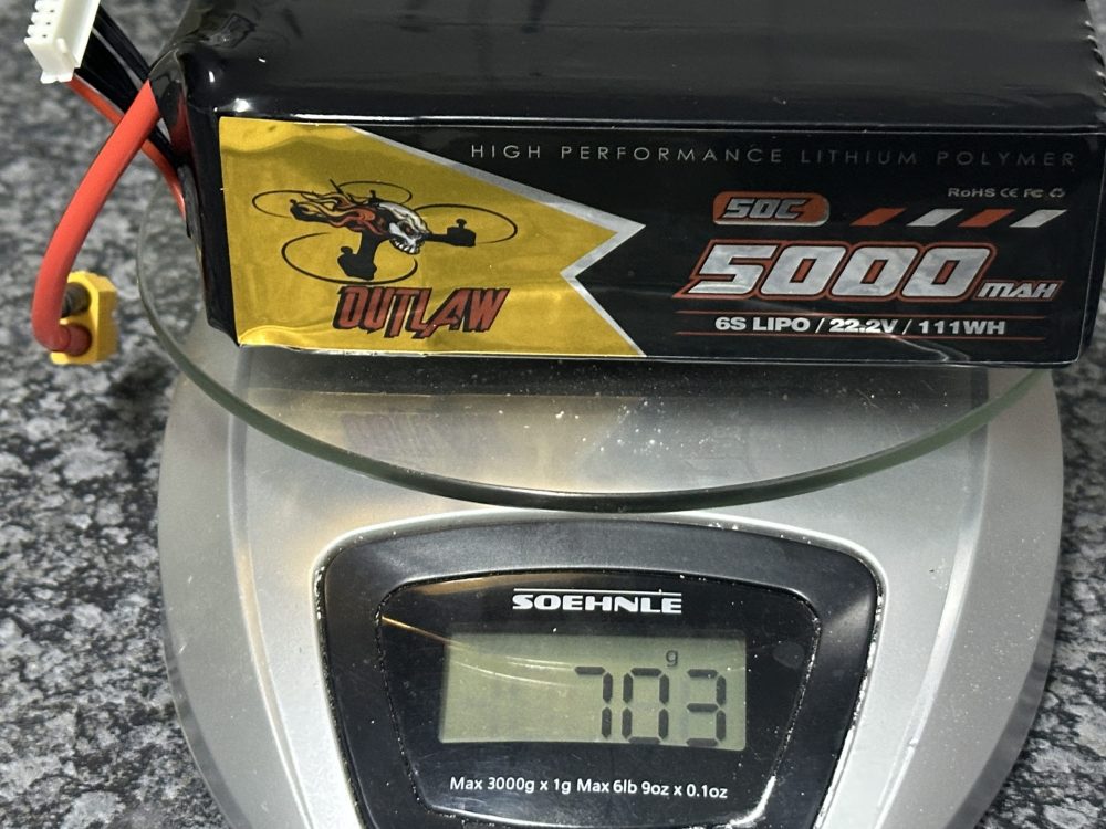 OUTLAW 5000mAh 22.2V 6S 50C XT60